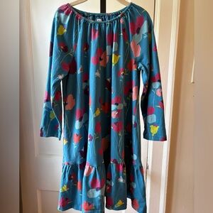 Tea Collection | Blue Dress with Pink Floral Design | 7 years